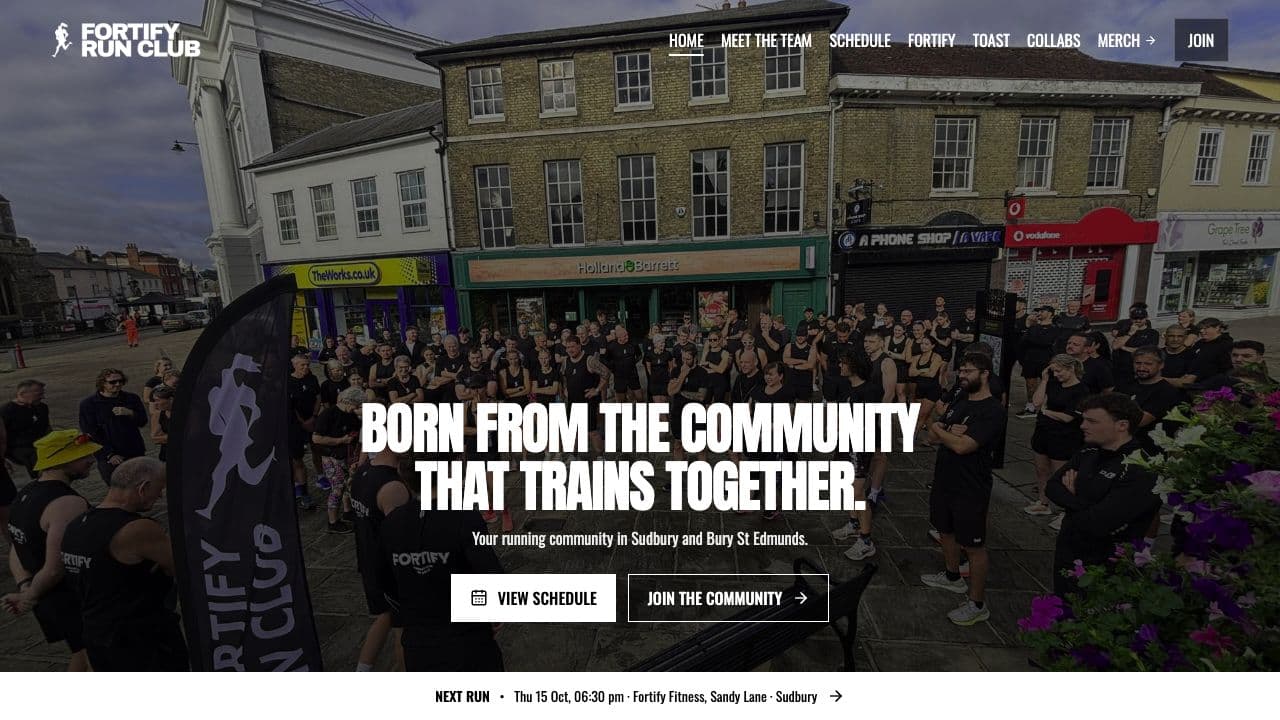 Homepage of Fortify Run Club