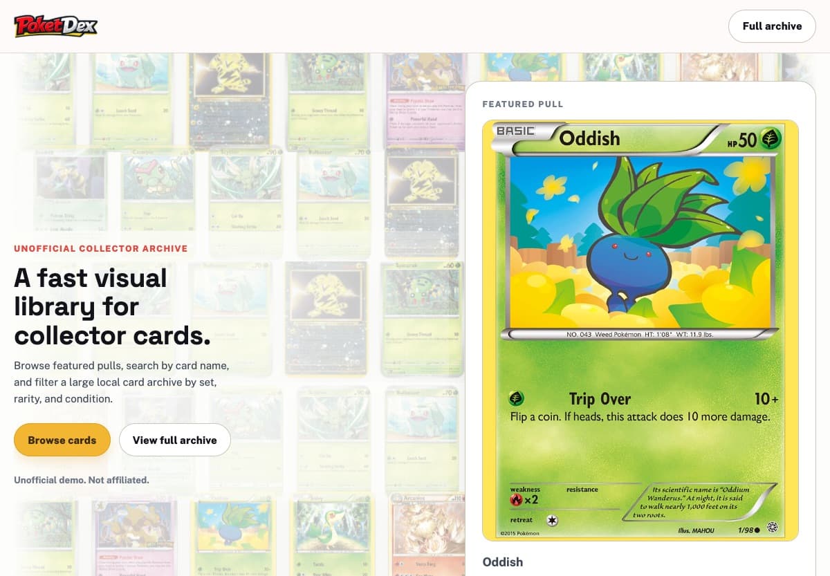 Preview of the PoketDex website